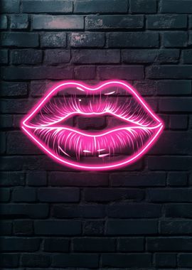 Neon Lips Wall Art