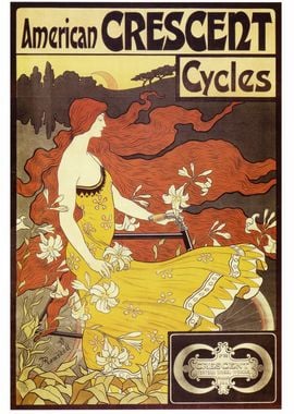 Vintage Cycle Poster Art ~ American Crescent Cycles 1899