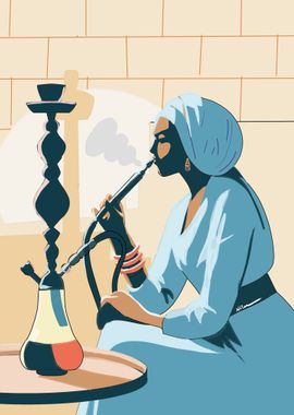 Woman Smoking Hookah