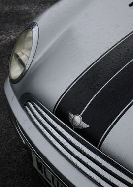 Silver Mini Cooper with Stripes