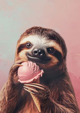 Sloth Eating Ice Cream