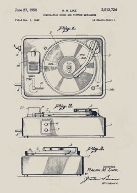 Vintage Record Player Patent