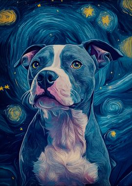 Pitbull Starry Night