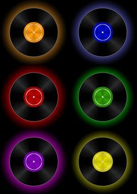 Colorful Vinyl Records Display