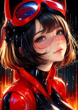 Anime Girl in Red Suit