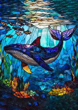 Stained Glass Whale