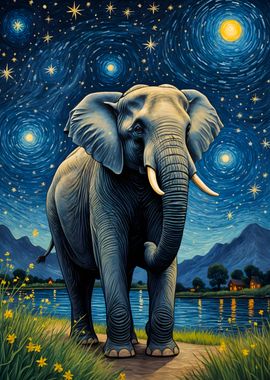 Elephant Starry Night