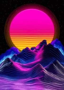 Retro Sunset Landscape