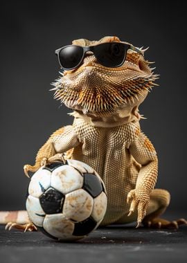 Bearded Dragon with Soccer Ball