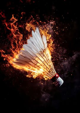 Flaming Badminton Shuttlecock