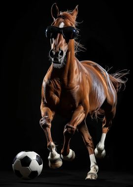 Horse Sunglasses Playing Soccer