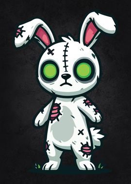 Stitched Bunny Scary Cute Rabbit Cartoon