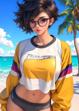 Anime Girl Beach Portrait