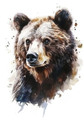 Watercolor Bear Portrait