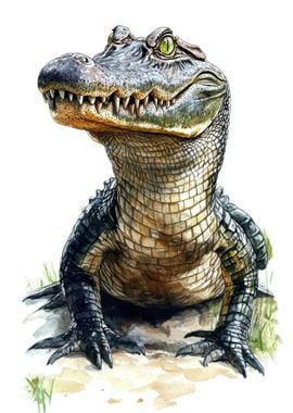 Watercolor Alligator Portrait