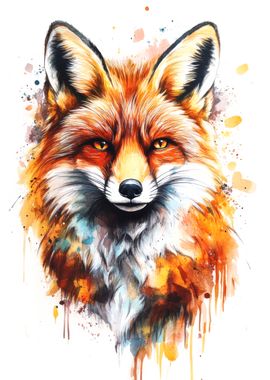 Watercolor Fox Portrait