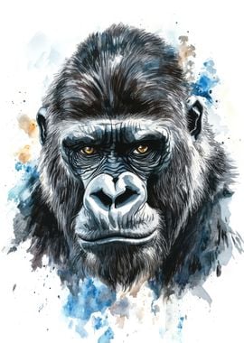 Gorilla Watercolor Portrait