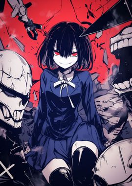 Anime Girl with Skull