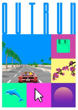 Outrun Retro Game Art