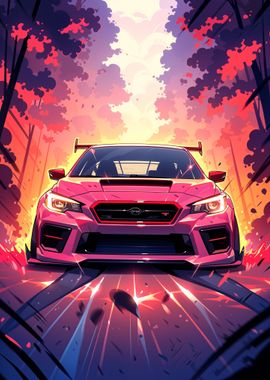 Pink Subaru WRX STI