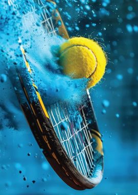 Tennis Racket and Ball Splash