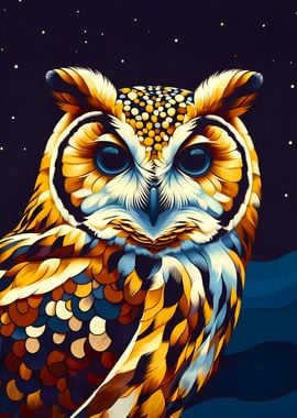 Owl with Starry Night