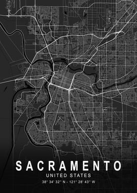 Sacramento Dark City Map