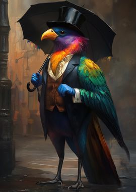 Colorful Bird in Top Hat