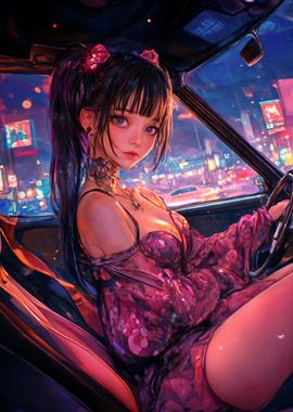 Anime Girl in Car