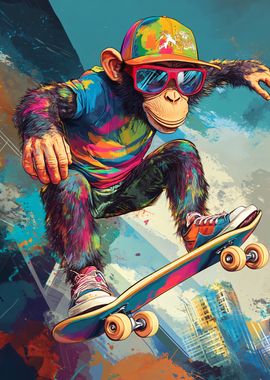 Cool Monkey Skateboarding