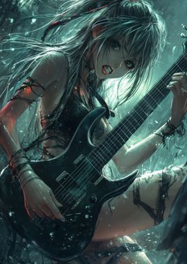 Anime Rock Guitarist girl