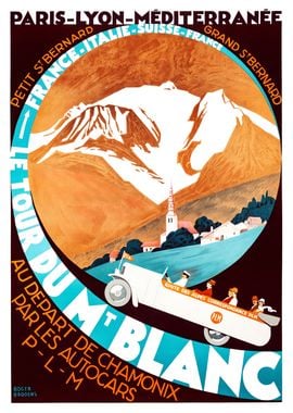 Vintage Travel Poster Mont Blanc