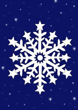 White Snowflake on Blue