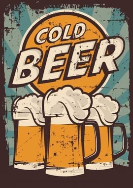 Cold Beer Vintage Poster