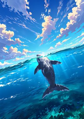 Whale Under Blue Sky