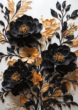 Black and Gold Floral Art