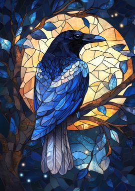 Stained Glass Raven