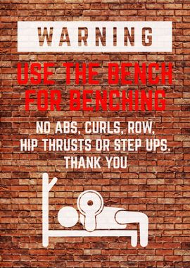 Gym Bench Warning Sign