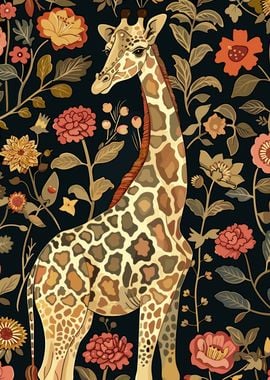 Giraffe in Floral Pattern