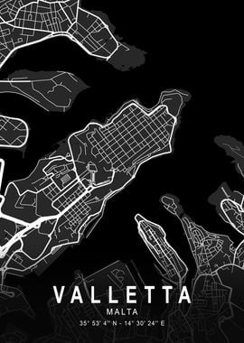 Valletta Dark City Map