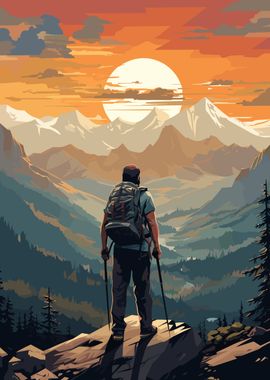 Vintage hiking mountain