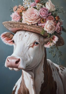 Cow in a Floral Hat