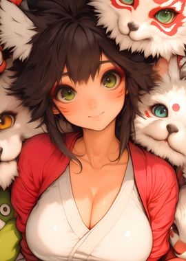 Anime Girl with Kitsune