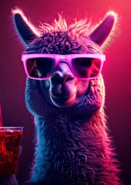 Cute Alpaca with Sunglasses