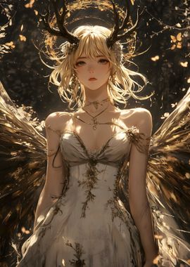 Anime Girl GiGolden Winged Fairy