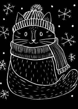 Winter Cat Illustration