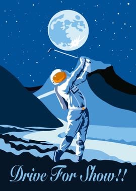 Astronaut Golf Poster