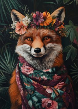 Fox with Floral Crown