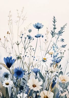 Blue and White Wildflowers