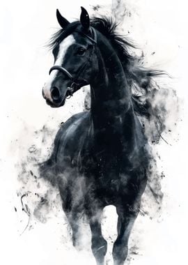 Black Horse Watercolor